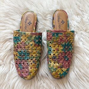Patricia Nash Multicolor Woven Leather Flavia Slip On Mules Women’s Size 5.5M